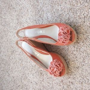 Orange summer wedges